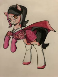 Size: 3024x4032 | Tagged: safe, artist:ponime11, derpibooru import, ponified, earth pony, pony, clothes, female, mare, shezow, solo, traditional art