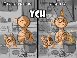Size: 1024x768 | Tagged: safe, derpibooru import, pony, advertisement, any gender, any species, auction, commission, digital art, expectation vs reality, funny, kitchen, sketch, your character here