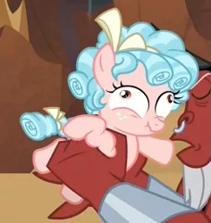 Size: 543x574 | Tagged: safe, derpibooru import, screencap, cozy glow, lord tirek, centaur, pegasus, pony, frenemies (episode), cozy glow is best facemaker, cozybuse, cropped, duo, faic, female, filly, for all this pain and torture i swear you'll pay, scrunchy face