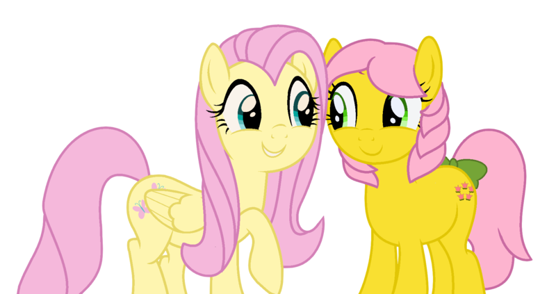 Size: 1808x956 | Tagged: safe, artist:klewgcg, artist:toybonnie54320, derpibooru import, fluttershy, posey, earth pony, pegasus, pony, base used, bow, g1, g1 to g4, g4, generation leap, show accurate, tail bow