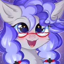 Size: 3000x3000 | Tagged: safe, artist:pesty_skillengton, derpibooru import, oc, oc:cinnabyte, unofficial characters only, earth pony, pony, bust, cute, earth pony oc, female, glasses, heart eyes, mare, portrait, solo, wingding eyes