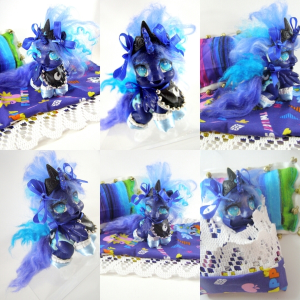 Size: 1080x1080 | Tagged: safe, artist:lightningsilver-mana, derpibooru import, princess luna, alicorn, pony, aqua eyes, baby, baby pony, blue, custom, doll, female, filly, generation 3.5, irl, my little pony, paint, painting, photo, sewing, solo, toy, woona, younger