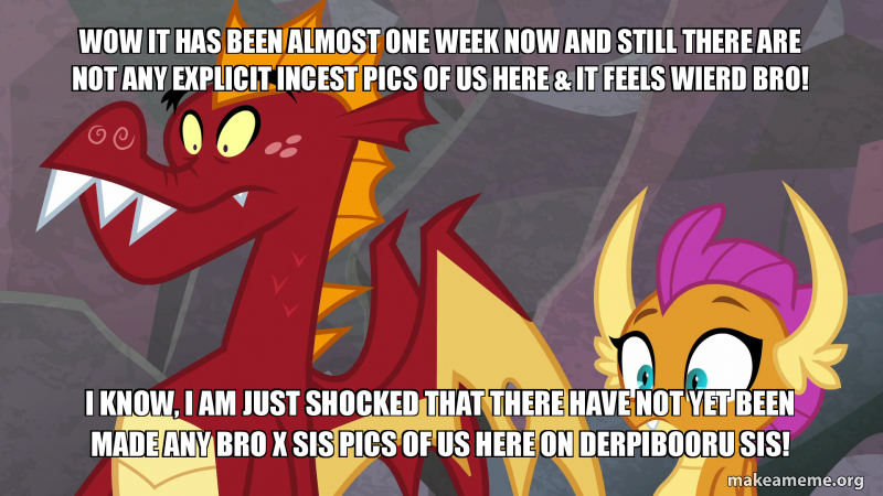 Size: 800x450 | Tagged: brother, brother and sister, caption, derpibooru, derpibooru import, dialogue, dragon, dragoness, drake, edit, edited screencap, exclamation point, exploitable meme, expressions, family, fangs, female, freckles, garble, image macro, incest, male, meme, memegenerator, meta, reaction, reaction image, screencap, season 9, shipping, shocked, siblings, signature, sister, smolble, smolder, spoiler:s09, standing, suggestive, sweet and smoky, symbol, talking, talking to viewer, teeth, text, text edit, wall of tags, watermark, website, wings