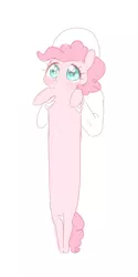 Size: 514x1024 | Tagged: safe, artist:yukutamil, derpibooru import, pinkie pie, human, pony, carrying, cute, diapinkes, duo, holding a pony, long, longcat, meme, ponified animal photo, ponk, simple background, white background