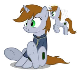 Size: 4192x3806 | Tagged: safe, artist:mrlolcats17, derpibooru import, oc, oc:littlepip, unofficial characters only, angel pony, original species, pony, unicorn, fallout equestria, fanfic, angel, clothes, crazy face, faic, fanfic art, female, halo, hooves, horn, mare, pipbuck, shoulder angel, simple background, sitting, smiling, solo, transparent background, vault suit, wings