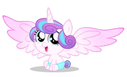Size: 1024x618 | Tagged: safe, derpibooru import, princess flurry heart, alicorn, pony, baby, baby alicorn, baby flurry heart, baby pony, cute, diaper, flurrybetes, happy, happy baby, large wings, light blue diaper, looking at you, open mouth, shadow, simple background, sitting, smiling at you, spread wings, transparent background, wings