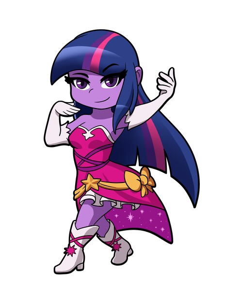 Size: 2550x3300 | Tagged: safe, artist:pamelagardea, derpibooru import, twilight sparkle, equestria girls, chibi, clothes, commission, dress, female, fighting game, fighting stance, ling xiaoyu, solo, tekken