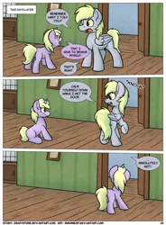 Size: 1400x1900 | Tagged: safe, artist:moemneop, derpibooru import, derpy hooves, dinky hooves, pony, comic:shifting changelings lies and truths, butt, comic, duo, duo female, female, mother and child, mother and daughter, plot