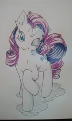 Size: 1024x1707 | Tagged: safe, artist:beelzezlover, derpibooru import, rarity, pony, solo, traditional art