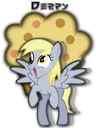 Size: 1600x2133 | Tagged: safe, artist:huskyleafstudios, derpibooru import, derpy hooves, pegasus, pony, cute, derp, derpabetes, deviantart watermark, female, food, happy, mare, muffin, obtrusive watermark, simple background, solo, transparent background, watermark, wings