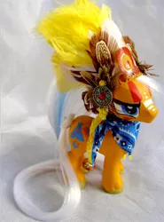 Size: 272x368 | Tagged: safe, artist:lightningsilver-mana, derpibooru import, wigwam, earth pony, pony, big brother ponies, craft, crossover, custom, doll, figure, figurine, g1, g4, handmade, irl, leather, mountain boy ponies, native american, paint, painting, photo, sewing, toy