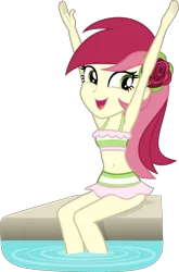 Size: 3808x5762 | Tagged: safe, artist:punzil504, derpibooru import, roseluck, equestria girls, equestria girls series, i'm on a yacht, spoiler:eqg series (season 2), absurd resolution, belly button, bikini, clothes, female, midriff, open mouth, simple background, sitting, skirt, solo, swimming pool, swimsuit, transparent background, vector, water