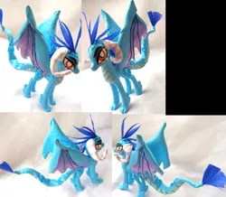 Size: 771x672 | Tagged: artist:lightningsilver-mana, best pony, best princess, blue, craft, derpibooru import, doll, dragon, dragoness, feather, female, figure, figurine, leather, my little pony, paint, painted, painting, princess ember, safe, solo, toy