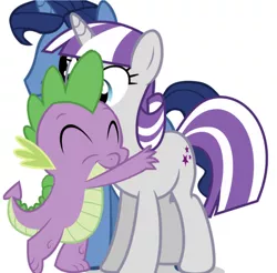 Size: 672x660 | Tagged: safe, derpibooru import, edit, editor:undeadponysoldier, night light, spike, twilight velvet, dragon, unicorn, adorable face, cute, daaaaaaaaaaaw, eyes closed, family, father and child, father and son, fatherly love, female, group hug, hug, like father like son, like mother like son, male, mare, mother and child, mother and father, mother and son, motherly love, parent, simple background, son, sparkle family, spike's family, spikelove, stallion, standing, velvetbetes, white background