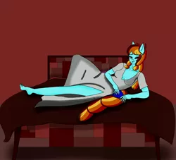 Size: 3300x3000 | Tagged: anthro, bed, breasts, derpibooru import, draw me like one of your french girls, female, oc, oc:aurelia, safe, solo