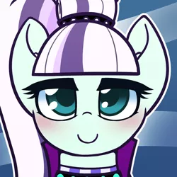Size: 1000x1000 | Tagged: safe, artist:puetsua, derpibooru import, part of a set, coloratura, earth pony, pony, abstract background, avatar, blushing, bust, countess coloratura, cute, female, jewelry, lidded eyes, looking at you, mare, necklace, portrait, rarabetes, smiling, solo