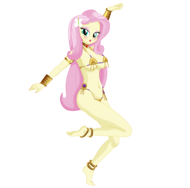 Size: 5000x4923 | Tagged: suggestive, alternate version, artist:silvertongue, derpibooru import, fluttershy, bat pony, equestria girls, ankle bracelet, barefoot, bedroom eyes, belly dancer, belly dancer outfit, big breasts, blushing, bra, bracelet, breasts, busty fluttershy, choker, clothes, feet, female, flutterbat, jewelry, looking at you, panties, race swap, simple background, solo, solo female, stupid sexy fluttershy, transparent background, underwear