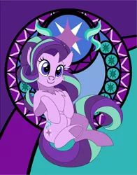 Size: 1608x2048 | Tagged: safe, artist:jadedjynx, derpibooru import, starlight glimmer, pony, unicorn, chest fluff, smiling, solo, stained glass, station of awakening