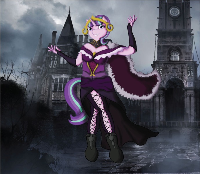 Size: 830x722 | Tagged: anthro, artist:nightveil, artist:nightveilnocturne, crossover, derpibooru import, female, liliana vess, magic the gathering, mare, safe, starlight glimmer, unguligrade anthro