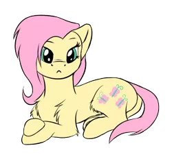 Size: 626x589 | Tagged: safe, artist:shaliwolf, derpibooru import, fluttershy, pony, looking at you, prone, simple background, solo, transparent background, wingless