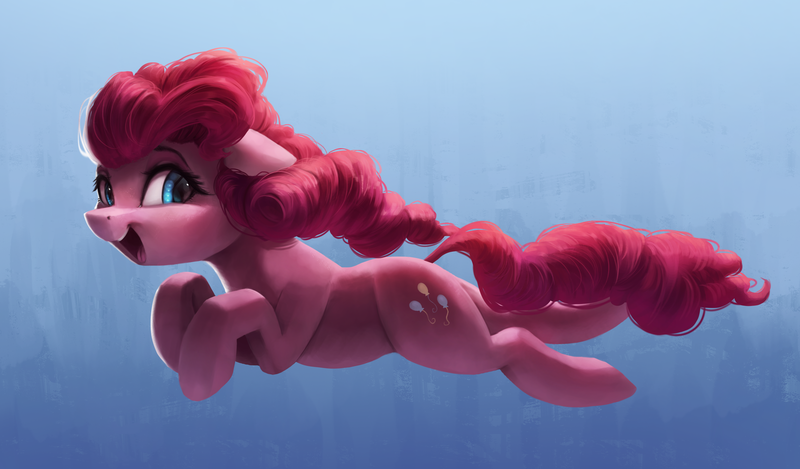 Size: 2900x1700 | Tagged: safe, artist:vanillaghosties, derpibooru import, pinkie pie, earth pony, pony, cute, diapinkes, female, floppy ears, gradient background, mare, open mouth, ponk, solo