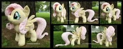 Size: 4350x1754 | Tagged: safe, artist:peruserofpieces, derpibooru import, fluttershy, pegasus, pony, female, happy, irl, long tail, mare, photo, plushie, profile, smiling, solo, spread wings, toy, wings