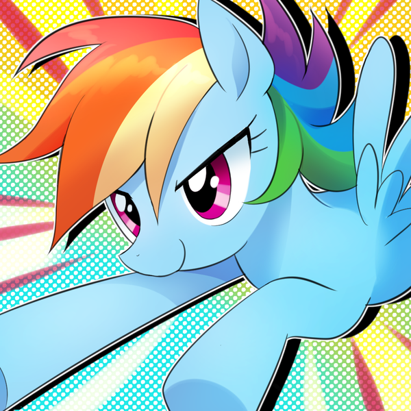 Size: 980x980 | Tagged: safe, artist:ryuu, derpibooru import, rainbow dash, pony, female, modern art, pop art, solo