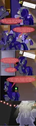 Size: 1148x4012 | Tagged: safe, artist:ladyanidraws, derpibooru import, discord, oc, oc:adamant, oc:pun, oc:westwood, pony, ask pun, agent 707, armor, ask, magic, night guard armor