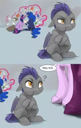 Size: 1280x2012 | Tagged: safe, artist:silfoe, derpibooru import, princess luna, starlight glimmer, tempest shadow, twilight sparkle, twilight sparkle (alicorn), oc, oc:pterus, alicorn, bat pony, pony, royal sketchbook, :t, adopted offspring, book, comic, magic, magical lesbian spawn, offspring, parent:princess luna, parent:twilight sparkle, parents:twiluna, telekinesis