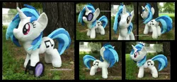 Size: 3742x1754 | Tagged: safe, artist:peruserofpieces, derpibooru import, vinyl scratch, unicorn, accessory, female, from behind, front view, horn, irl, mare, photo, plushie, profile, solo, sunglasses, toy