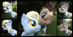 Size: 1243x643 | Tagged: artist:peruserofpieces, derpibooru import, derpy hooves, doctor whooves, duo, hand puppet, happy, implied doctorderpy, implied shipping, implied straight, irl, photo, profile, puppet, safe, smiling, time turner