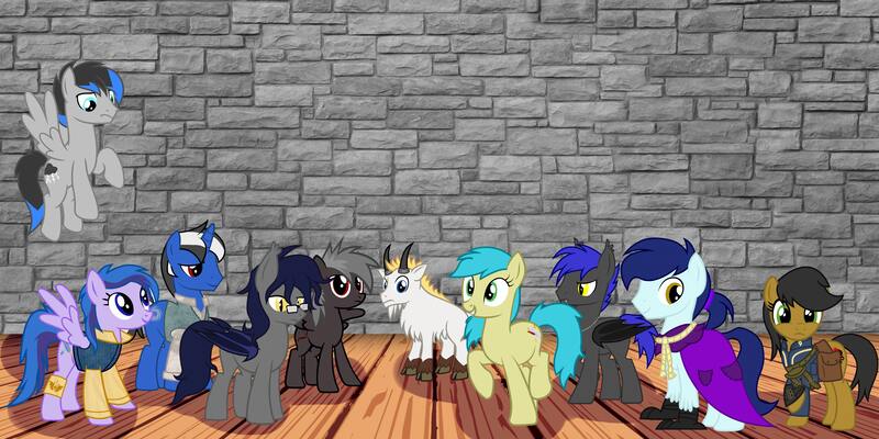 Size: 10000x5000 | Tagged: safe, artist:mattreverse, derpibooru import, oc, oc:feather drop, oc:kody, oc:sequel query, oc:sky song, oc:smokescreen, oc:sunblock, oc:thunder crasher, oc:vivid quill, oc:wildcard, oc:wire storm, unofficial characters only, pony