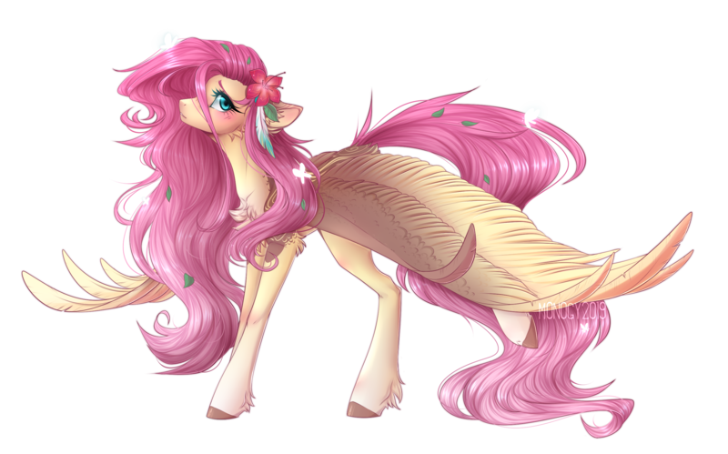 Size: 2656x1656 | Tagged: safe, artist:monogy, derpibooru import, fluttershy, butterfly, pegasus, pony, blushing, chest fluff, cute, female, flower, flower in hair, looking at you, mare, shyabetes, simple background, solo, spread wings, standing, stray strand, three quarter view, transparent background, unshorn fetlocks, wings