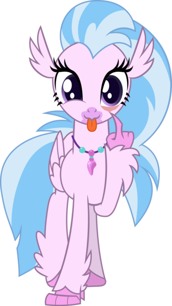 Size: 2136x3800 | Tagged: safe, artist:andrevus, derpibooru import, silverstream, classical hippogriff, hippogriff, :p, cute, diastreamies, eye pull tongue diss, facing you, female, looking at you, silly, simple background, solo, tongue out, transparent background