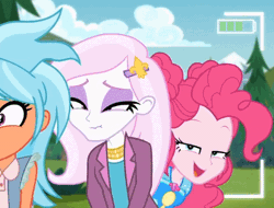 Size: 444x338 | Tagged: safe, derpibooru import, screencap, fleur-de-lis, frosty orange, pinkie pie, equestria girls, equestria girls series, five lines you need to stand in, spoiler:eqg series (season 2), animated, bathroom line, covering crotch, cropped, dancing, desperation, lidded eyes, need to pee, omorashi, potty dance, potty emergency, potty time