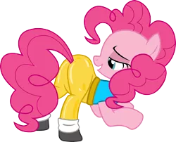 Size: 3000x2422 | Tagged: safe, artist:strawbellycake, derpibooru import, pinkie pie, earth pony, pony, balloonbutt, butt, cheerleader, clothes, face down ass up, female, lidded eyes, look at my ass, mare, open mouth, plot, sexy, simple background, smiling, solo, stupid sexy pinkie, transparent background, vector