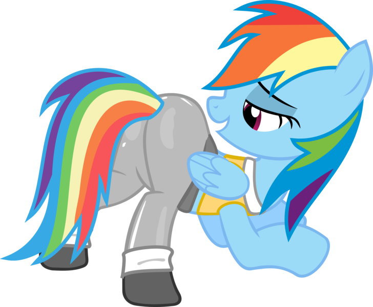 Size: 3000x2474 | Tagged: safe, artist:strawbellycake, derpibooru import, rainbow dash, pegasus, pony, butt, clothes, face down ass up, female, lidded eyes, mare, open mouth, plot, sexy, simple background, smiling, solo, stupid sexy rainbow dash, transparent background, vector