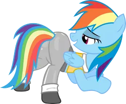 Size: 3000x2474 | Tagged: safe, artist:strawbellycake, derpibooru import, rainbow dash, pegasus, pony, butt, clothes, face down ass up, female, lidded eyes, mare, open mouth, plot, sexy, simple background, smiling, solo, stupid sexy rainbow dash, transparent background, vector