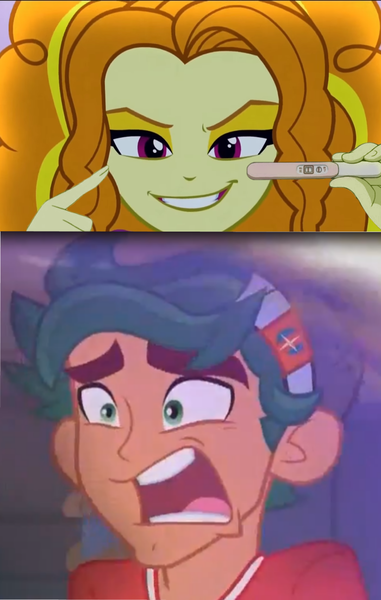 Size: 752x1184 | Tagged: safe, derpibooru import, edit, edited screencap, screencap, adagio dazzle, timber spruce, equestria girls, legend of everfree, rainbow rocks, female, male, pregnancy test, pregnancy test meme, shipping, straight, timberdazzle