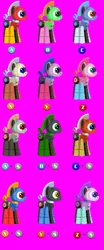 Size: 333x800 | Tagged: safe, artist:trackheadtherobopony, derpibooru import, pinkie pie, starlight glimmer, twilight sparkle, oc, oc:cyrax, oc:magna fashion, oc:trackhead, pony, robot, robot pony, alternative colors, button, crossover, mazinger, mazinger z, metal sonic, needs more saturation, palettes, pixel art, rise of the clockwork stallions, sonic the hedgehog (series), sprite