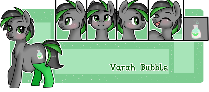 Size: 1348x593 | Tagged: safe, artist:shimale, derpibooru import, oc, oc:varah bubble, earth pony, pony, blushing, chest fluff, chubby, chubby cheeks, clothes, commission, cute, cutie mark, emotions, female, mare, pregnant, reference sheet, simple background, smiling, socks, solo, standing, ych result