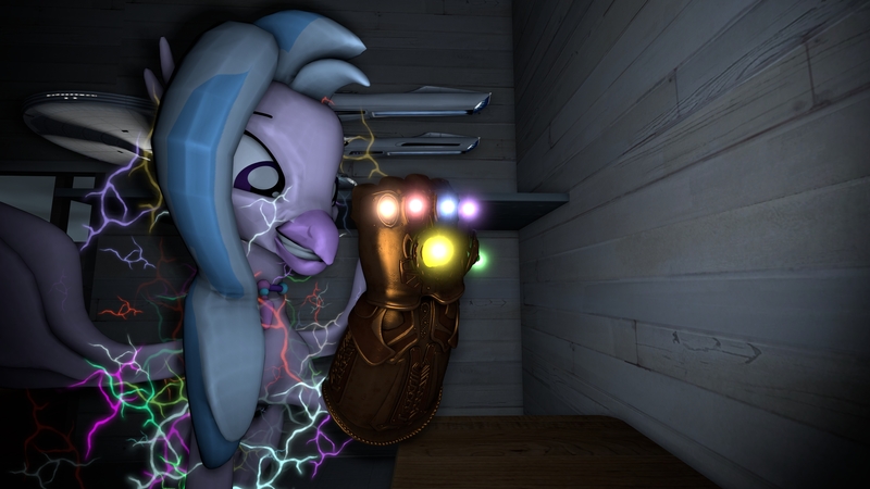 Size: 3840x2160 | Tagged: 3d, 4k, artist:ma3a, classical hippogriff, derpibooru import, excited, fanfic in the description, grin, hippogriff, infinity gauntlet, infinity stones, lightning, machine saga timeline, marvel, night, oh shit, power outage, safe, silverstream, smiling, source filmmaker, table, this will not end well, uss enterprise, xk-class end-of-the-world scenario