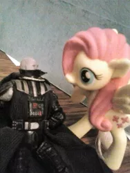 Size: 960x1280 | Tagged: safe, artist:dex stewart, derpibooru import, fluttershy, human, pegasus, pony, anakin skywalker, darth vader, photo, return of the jedi, star wars, toy