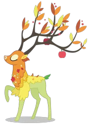 Size: 4145x5771 | Tagged: absurd resolution, artist:dragonchaser123, branches for antlers, creature, derpibooru import, dryad, eyes closed, going to seed, male, raised hoof, safe, simple background, smiling, solo, the great seedling, transparent background, vector