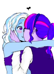 Size: 1222x1688 | Tagged: safe, artist:starwantrix, derpibooru import, sci-twi, trixie, twilight sparkle, equestria girls, female, kissing, lesbian, sci-twixie, shipping, twixie