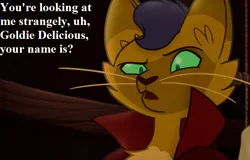 Size: 650x416 | Tagged: abyssinian, anthro, capper dapperpaws, crazy cat lady, cropped, derpibooru import, dialogue, edit, edited screencap, implied goldie delicious, male, my little pony: the movie, safe, screencap, this will not end well
