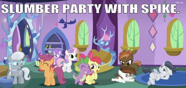 Size: 639x304 | Tagged: safe, derpibooru import, edit, edited screencap, editor:undeadponysoldier, screencap, apple bloom, button mash, diamond tiara, pipsqueak, rumble, scootaloo, silver spoon, spike, sweetie belle, dragon, earth pony, pegasus, pony, unicorn, adorable face, adorabloom, beanie, bed, bedroom, book, bookshelf, button's hat, buttonbetes, carpet, castle, chair, colt, cute, cutie mark crusaders, daaaaaaaaaaaw, diamondbetes, door, eyes closed, female, filly, glasses, happy, hat, hug, hug from behind, image, jewelry, laying on floor, lidded eyes, lying down, male, necklace, open door, open mouth, pearl necklace, raised hoof, rumblebetes, shipping, silverbetes, slumber party, smiling, spikebloom, spread wings, squeakabetes, straight, stupid sexy rumble, they grow up so fast, tiara, window, wings