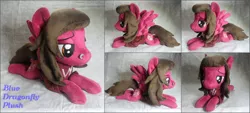 Size: 4000x1800 | Tagged: safe, artist:bluedragonflyplush, derpibooru import, ponified, pegasus, pony, clothes, commission, irl, lidded eyes, male, nose piercing, photo, pierce the veil, piercing, plushie, prone, shirt, smiling, smirk, solo, spread wings, stallion, t-shirt, vic fuentes, wings