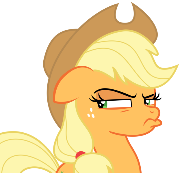 Size: 4006x3815 | Tagged: safe, artist:sketchmcreations, derpibooru import, applejack, earth pony, pony, going to seed, applejack is not amused, female, floppy ears, grumpy, mare, pouting, sad, simple background, solo, transparent background, unamused, unhapplejack, vector