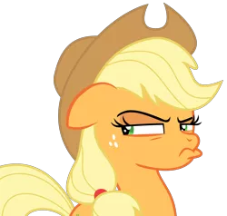 Size: 4006x3815 | Tagged: safe, artist:sketchmcreations, derpibooru import, applejack, earth pony, pony, going to seed, applejack is not amused, female, floppy ears, grumpy, mare, pouting, sad, simple background, solo, transparent background, unamused, unhapplejack, vector